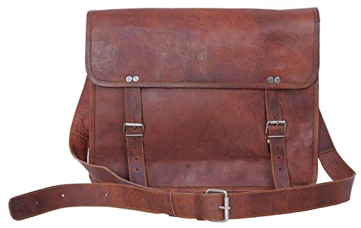 KPL14 Inch Mens Handmade Leather Messenger Laptop Macbook Bag
