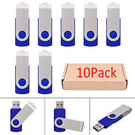 KALSAN 10 Pack 16GB USB Flah Drives USB 2.0 USB Memory Stick-Blue