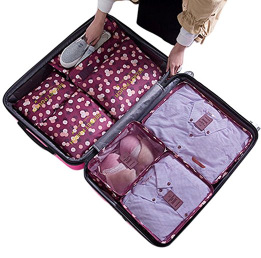 7Pcs Travel Storage Bags Clothes Packing Cubes Luggage Organizer Pouch With Shoe Bag