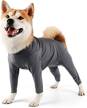 Due Felice Dog Onesie Shedding Suit Full Coverage Pet Surgical Recovery Bodysuit After Surgery Wear Cone Collar Cone Alternative Anxiety Calming Shirt for Female Male Dog