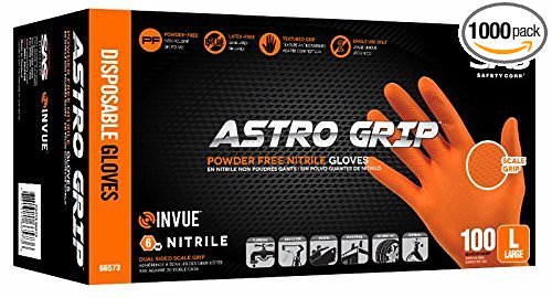 Astro Grip Powder-free 6mil Nitrile Orange Hi-Visibility Glove - Case - Large