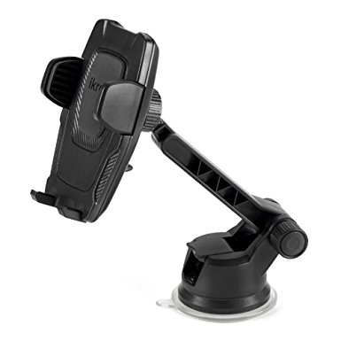 iKross Auto Lock Dashboard / Windshield Car Mount Cradle Smartphone Holder 360 Degree Rotation for iPhone X, 8, 8 Plus, 7, 6s, 6, Samsung Galaxy S8 Edge S7, Motorola, Huawei, LG and More - Black