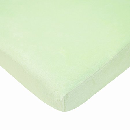 TL Care Heavenly Soft Chenille Mini Crib Sheet, Celery, 24" x 38"