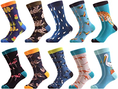 WeciBor Men's Dress Cool Colorful Fancy Novelty Funny Casual Combed Cotton Crew Socks Pack