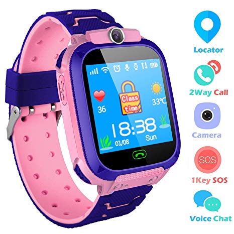 bhdlovely Kids Smart Watch Mobile Cell Phone, Child GPS/LBS Tracker SIM Touch Screen SOS Call Camera Voice Chatting For Boys Girls Birthday Compatible with iOS/Android(Pink-S9)