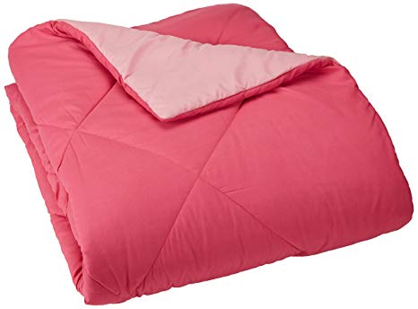 AmazonBasics Reversible Microfiber Comforter| Twin/Twin XL, Pink, 4-Pack