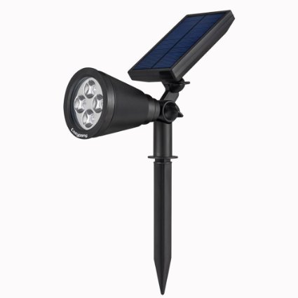 Solar powered light 4 led 2-in-1 In-ground Light by Cozypony® 180°angle Adjustable Waterproof 4 LED powerful outdoor spotlights security lighting path lights for Patio Deck Yard Garden Driveway Pool