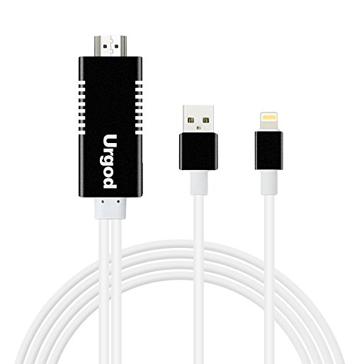 Lightning to HDMI, Urgod iPhone to HDMI Cable 6.5ft 1080P Apple Lightning Digital AV Adapter Cable for iPhone, iPad, iPod, Plug and Play