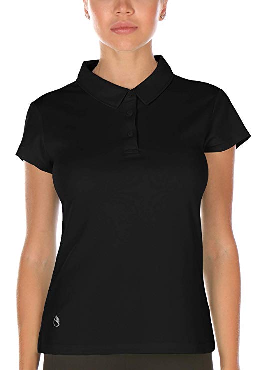 icyzone Women's Athletic Golf Polo Shirts Stretch Pique Short Sleeve Tops