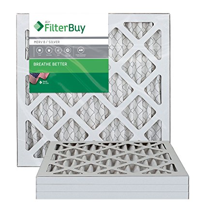 FilterBuy AFB MERV 8 18x18x1 Pleated AC Furnace Air Filter, (Pack of 4 Filters), 18x18x1 - Silver