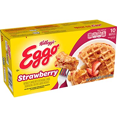 Kellogg’s Eggo, Frozen Waffles, Strawberry, Easy Breakfast, 12.3oz Box
