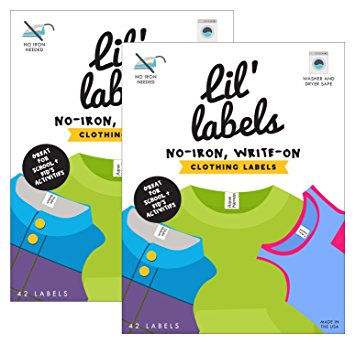 Lil' Labels Clothing, Write on Name, No Iron, Washer & Dryer Safe, Kids for Daycare & School, Plus 2 Bonus Gifts, Set Of 2