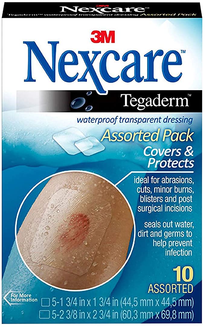 3M Nexcare Tegaderm Waterproof Transparent Dressing Assorted Pack - 10 Dressings, Pack of 2