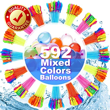 SDFLAYER Water Balloons for Kids Girls Boys Balloons Set Party Games Quick Fill 592 Balloons 16 Bunches for Swimming Pool Outdoor Summer Fun IOPH