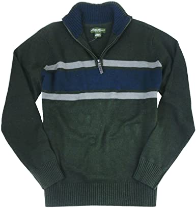 Eddie Bauer Mens Signature Cotton Chest Stripe Quarter-Zip Sweater