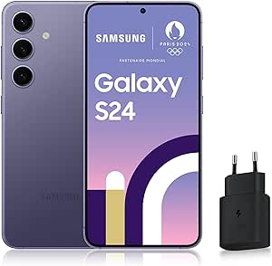 SAMSUNG GALAXY S24, Smartphone Android 5G, 256 Go, Chargeur secteur rapide 25W inclus [Exclusivité Amazon], Smartphone déverrouillé, Indigo, Version FR