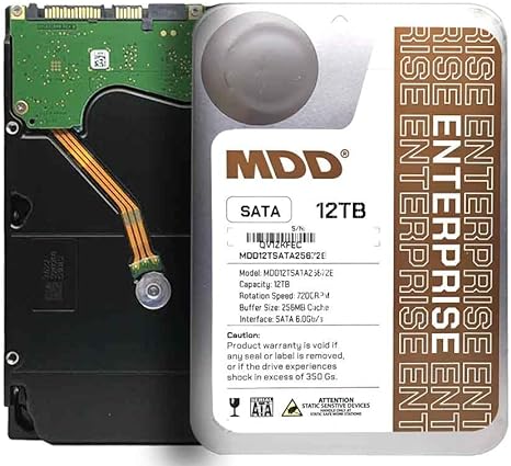 MDD (MDD12TSATA25672E) 12TB 7200 RPM 256MB Cache SATA 6.0Gb/s 3.5" Internal Enterprise Hard Drive - 5 Years Warranty (Renewed)