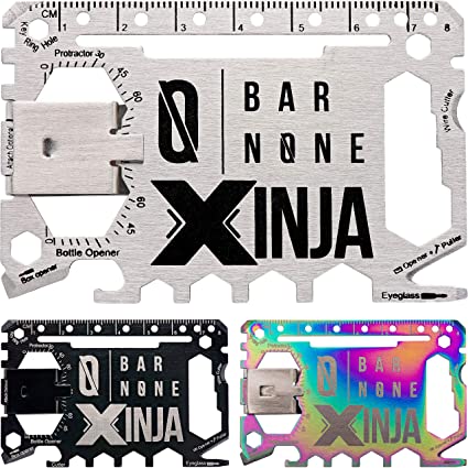 50 in 1 Credit Card Multitool Wallet Multi Tool Money Clip Clips Xtreme Ninja EDC Gerber Leatherman Knives Utility Knife Slim Wallets Minimalist Survival Everyday Carry | BAR NONE Xinja (1, Stainless Steel)