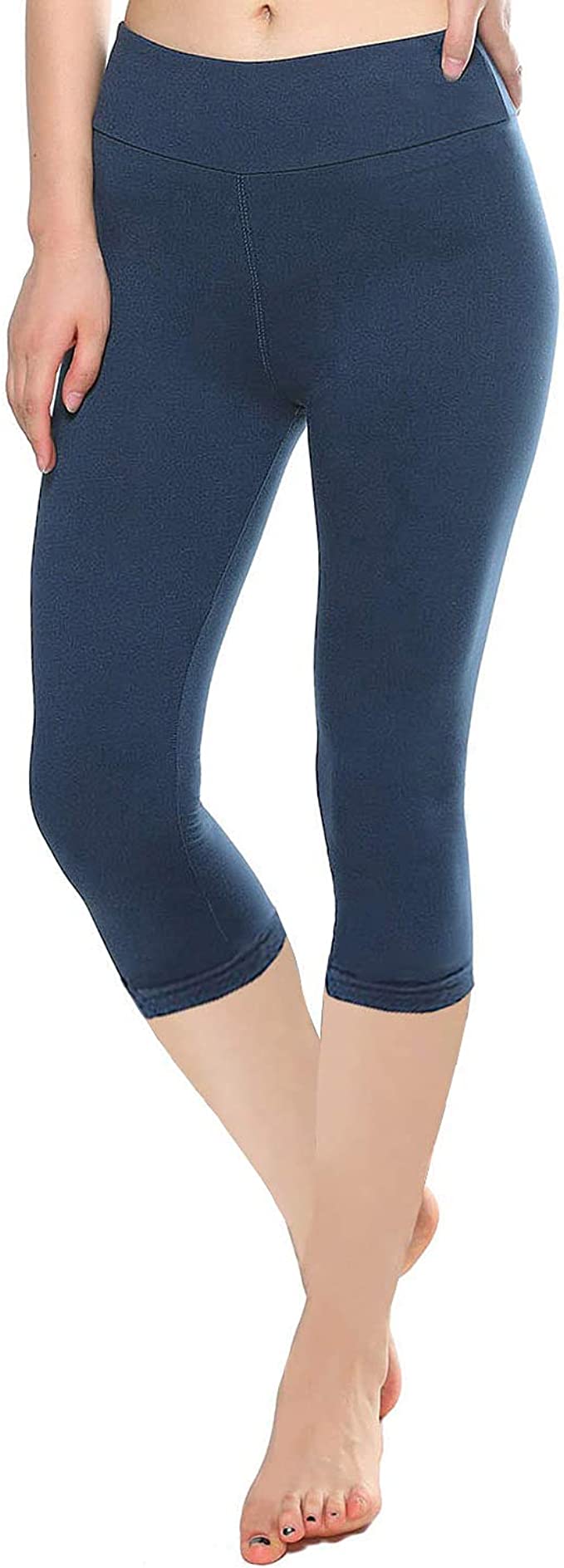 KT Buttery Soft Capri Leggings for Women - High Waisted Capri Pants with Pockets - Reg & Plus Size - 10  Colors