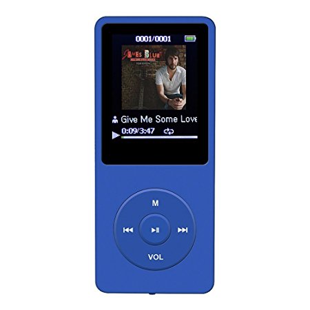 AGPtEK A02 70 Hours Music Playback MP3 Lossless Sound Entry Hi-Fi 8GB Music Player (Supports up to 64GB, SD/TF Card is not included in the package)Dark Blue