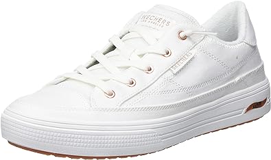 Skechers Women's Arch Fit Arcade Meet Ya There Slip On Sneaker White 7 Medium US