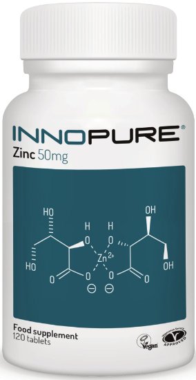 Innopure® ZINC as Gluconate 50mg | 1 Daily Easy to Swallow Tablet | 120 Tablets, 4 Months Supply