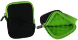 rooCASE Super Bubble Neoprene Green Neon  Black Sleeve Case for Samsung PL200 Compact Digital Camera