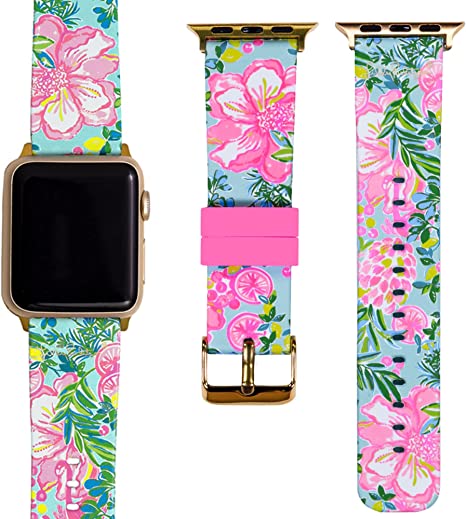 Lilly Pulitzer Silicone Watch Band Sized to Fit 38mm & 40mm Smartwatches, Compatible with Apple Watch Series 1-6 and SE
