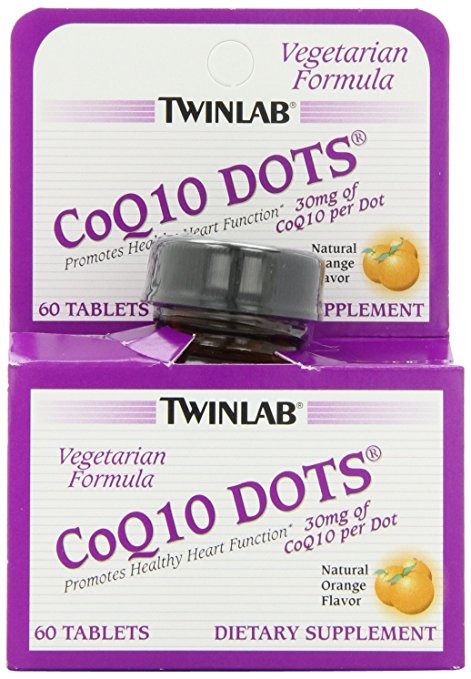 Twinlab CoQ10 Dots, Natural Orange Flavor, 60 Count Tablets