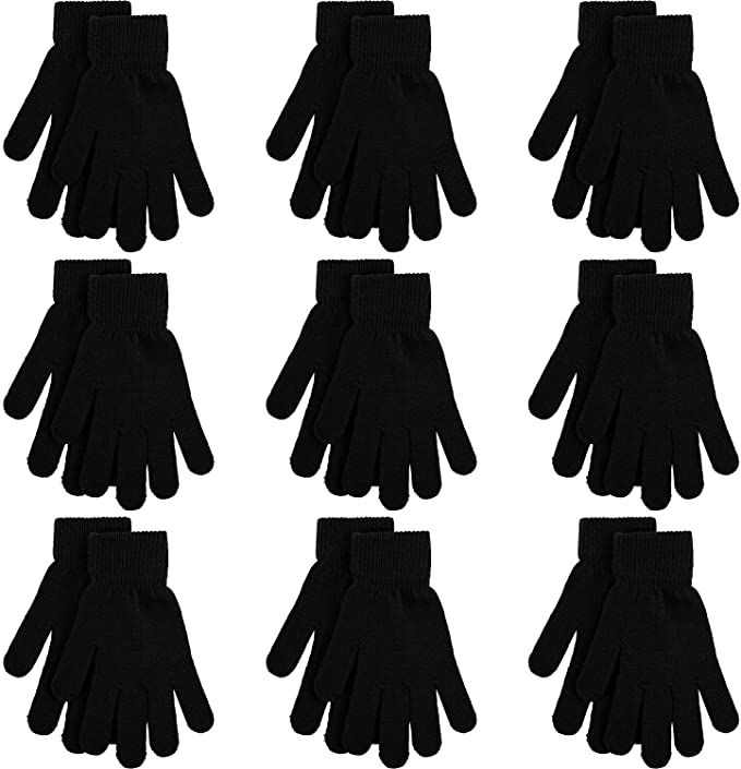 Cooraby 9 Pairs Winter Magic Gloves Adult Full Fingers Gloves Warm Stretchy Gloves for Men, Women or Teens