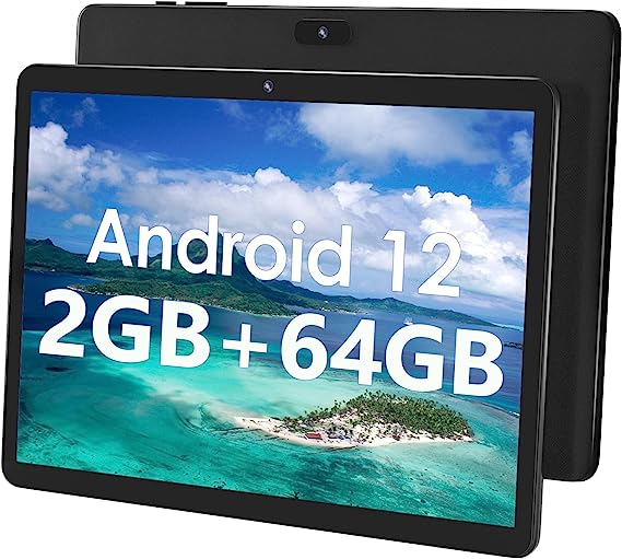 SGIN Android 12 Tablet, 10.1 Inch 2GB RAM 64GB ROM Tablets with Quad-Core A133 1.6Ghz Processor, 2MP   5MP Camera, Bluetooth, WiFi, GPS, 5000mAh(Black)