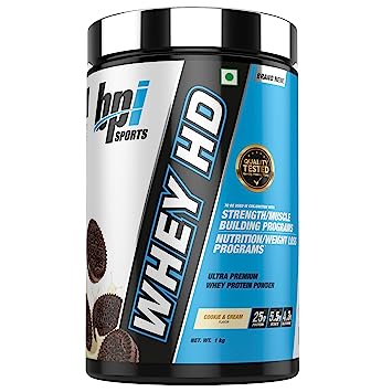 BPI Sports Whey HD Ultra Premium Protein Powder, Cookies & Cream, 1.0 kg