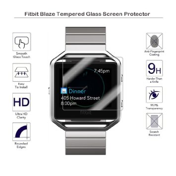 Fitbit Blaze Screen Protector, Weston Jewelers® Premium Glass Film 0.2mm Real Tempered Glass Screen Protector for Fitbit Blaze Smart Fitness Watch