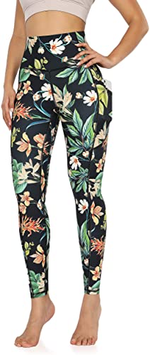 ODODOS Women's High Waisted Pattern Yoga Leggings with Pockets, Workout Sports Running Athletic Printed Yoga Pants