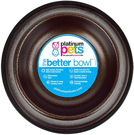 Platinum Pets Embossed Non-Tip Stainless Steel Cat/Dog Bowl