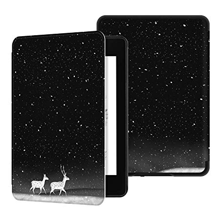 Ayotu Water-Safe Case for Kindle Paperwhite 2018 - PU Leather Smart Cover with Auto Wake/Sleep - Fits Amazon All-New Kindle Paperwhite Leather Cover (10th Generation-2018)，K10 The Amusing Deer