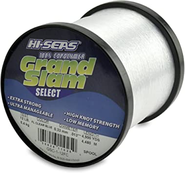 Hi-Seas Grand Slam Select 1-Pound Spool 100-Percent Copolymer Line, Fluorescent Clear Blue