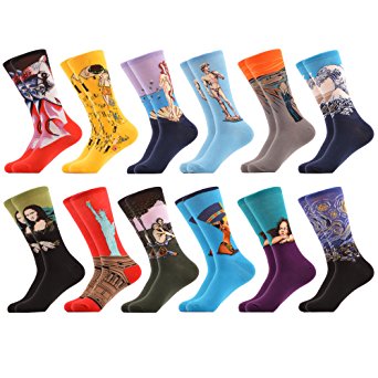 WeciBor Men's Funny Casual Combed Cotton Novelty Crazy Fancy Socks Packs