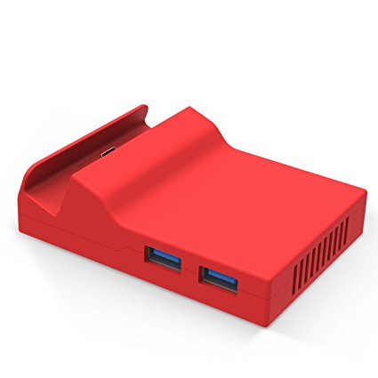 BASSTOP Portable Nintendo Switch Dock Replacement Case ( Only the case, you have to DIY with the circuit board chip from the original dock ) (Red)