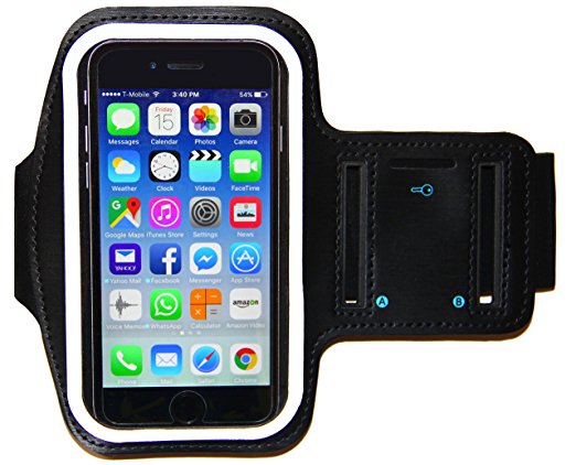 iPhone 6 6S Armband - Running & Exercise Sportband (4.7-inch) with Key Holder & Reflective Band (Black)