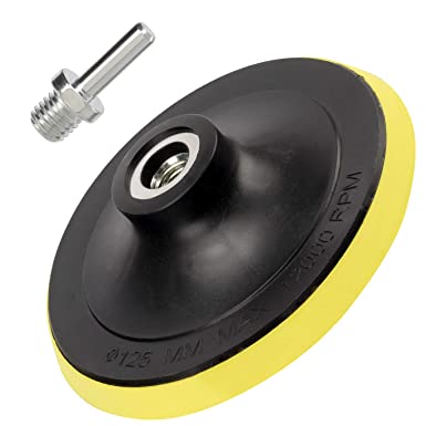 5 Inch(125mm) Hook and Loop Buffing Pad for Sanding Discs, Rotary Backing Pad with M14 Drill Attachment Adapter and Soft Foam Layer