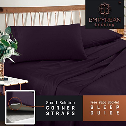 Premium King Size Sheets Set - Purple Eggplant Hotel Luxury 4-Piece Bed Set, Extra Deep Pocket Special Super Fit Fitted Sheet, Best Quality Microfiber Linen Soft & Durable Design   Better Sleep Guide