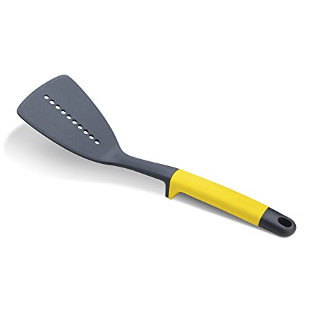 Joseph Joseph 10112 Elevate Slotted Spatula Turner Nylon with Integrated Tool Rest Cooking Utensil Kitchen Tool Silicone Handle Dishwasher Safe, Yellow