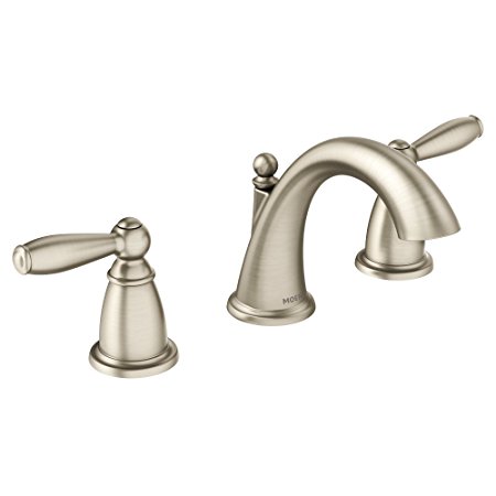 Moen Brantford Two-Handle Low-Arc Widespread Bathroom Faucet without Valve, Brushed Nickel (T6620BN)