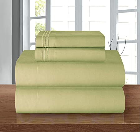 Elegant Comfort Luxury Soft 1500 Thread Count Egyptian 3-Piece Premium Hotel Quality Wrinkle Resistant Coziest Bedding Set, All Around Elastic Fitted Sheet, Deep Pocket, Twin/Twin XL, Sage/Green