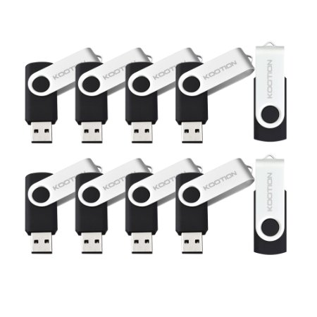KOOTION® 10pcs 2gb usb flash drive 10pcs Usb 2.0 Flash Drive Memory Stick Fold Storage thumb drive Swivel Design Black