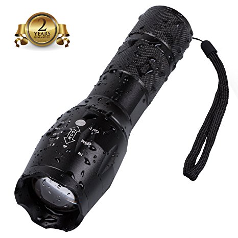 LED Flashlight Rechargeable Flashlight and Tactical Flashlight ，Zoomable Adjustable Focus 5 Light Modes Water Resistant Torch with USB Charger & Flashlight (Small)