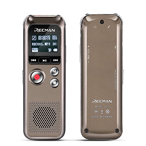 TNP Digital Voice Recorder - Audio Sound Recording Dictaphone Built-in Condenser Stereo Microphones & Speaker with 8GB Memory Mini Portable Sound, Meeting, Interview, Classroom, Lecture, MP3 Player