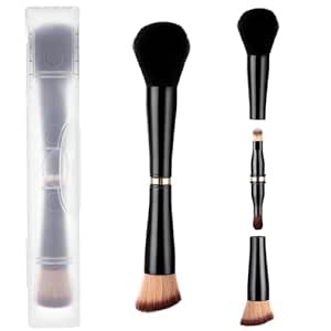 Travel Makeup Brushes with Case, 4 in 1 Makeup Brush Set, Foundation/Blush Brush, Eyeshadow Brush, Concealer Brush, Dual-Ended Makeup Brush Ideal for Foundation, Concealer, Eyeshadow