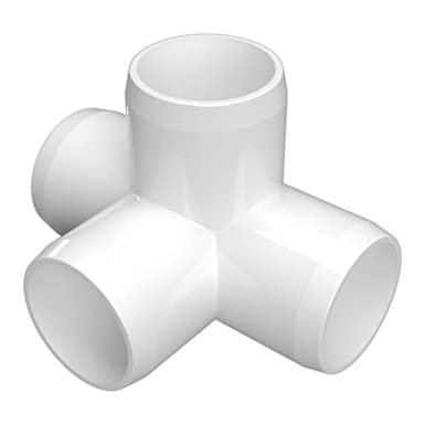 FORMUFIT F1124WT-WH-4 4-Way Tee PVC Fitting, Furniture Grade, 1-1/2" Size, White (Pack of 4)